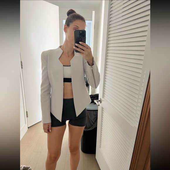 Bettina Liano Grey Structured Blazer Size US 4 - Picture 3 of 9